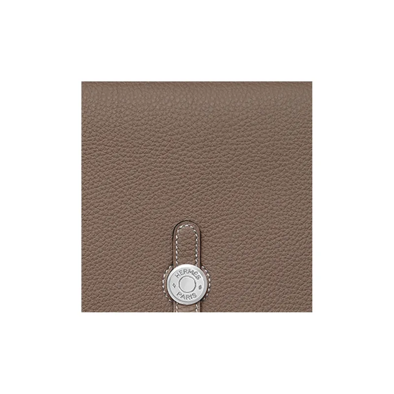 HERMES Dogon Togo Calfskin Long Wallets Regular Women's Elephant Gray-4