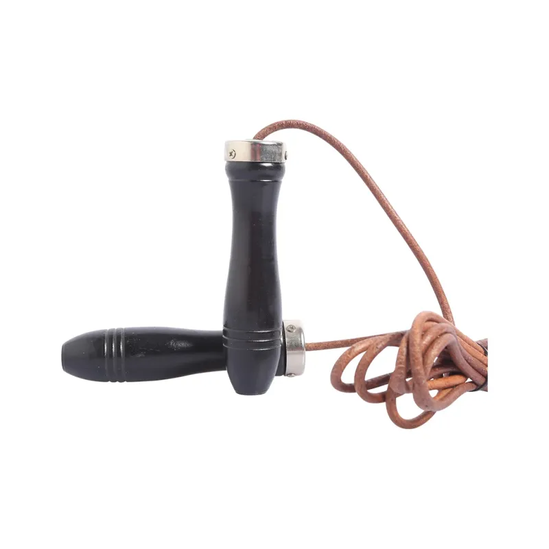 Ruisi Fitness Training Non Countable Jump Ropes Adults Leather Cord, Wooden Handle 2.8m-0