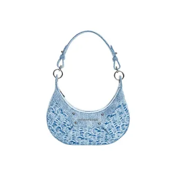 Laurence & Chico Cotton Moon-Shaped Bag Handbag Shoulder Bag Women's Blue