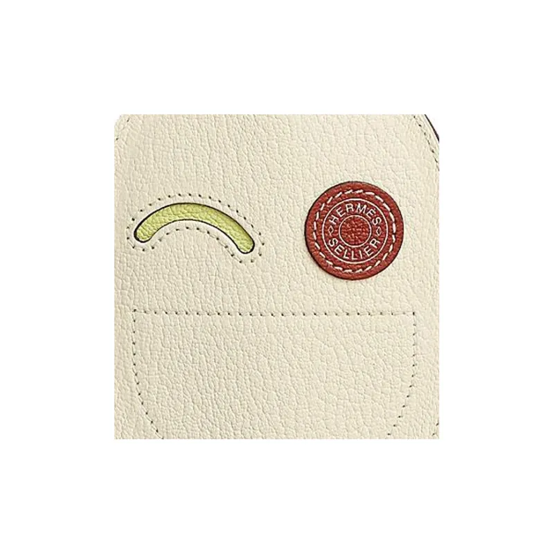 HERMES In The Loop Mysore Goat Skin Keychain Bag Accessory Women's Tender Shoot Yellow/Copper Red/Ash White-2