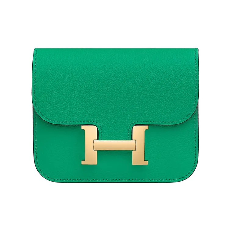 HERMES Constance Slim Evercolor Calfskin Card Holder Coin Purse Wallet Fanny Pack Women's Mint Green/Bosphorus Green-0