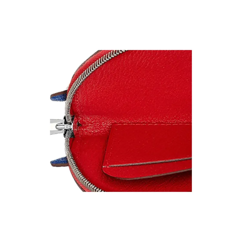 HERMES Mysore Goat Skin Wallets Coin Purses Women's Orange Red/Electric Blue-2