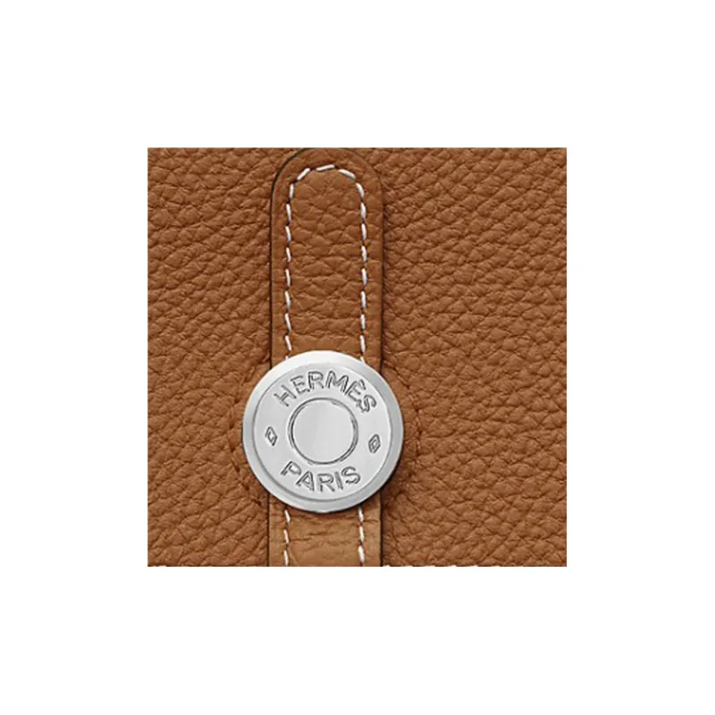 HERMES Dogon Togo Calfskin Card Holder Wallet Regular Women's 37 Gold Gold-2