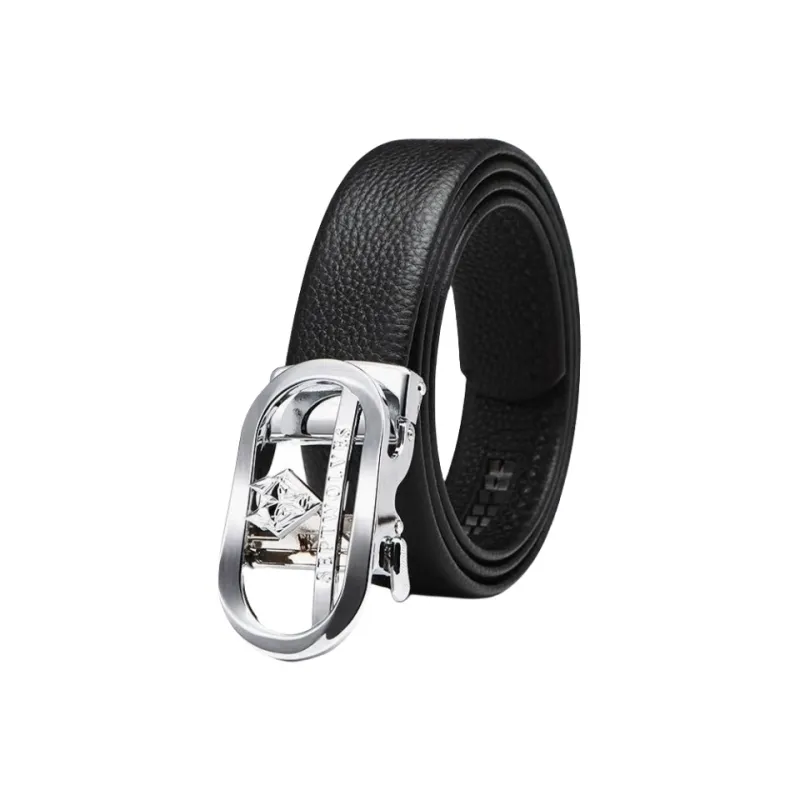 SEPTWOLVES Surprise Practical Solid Color Automatic Buckle Cow Leather Leather Belts Men's Width 3.55CM-0