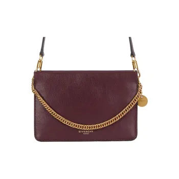 GIVENCHY Leather And Suede Crossbody Bag Women's Eggplant Purple