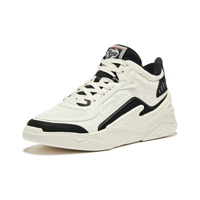 Erke Roam Anti Slip Wear Resistant High Top Skateboard Shoes Men's White Black-2