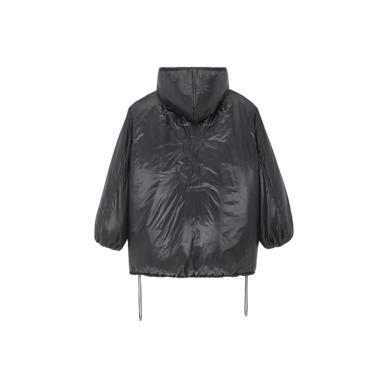 SAINT LAURENT Cassandre Logo embossed Hooded Raincoat-1