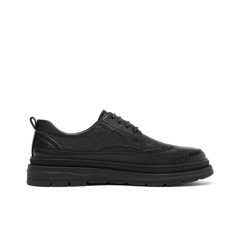 SEPTWOLVES Dress Shoes Men Low Top Black/Khaki-5