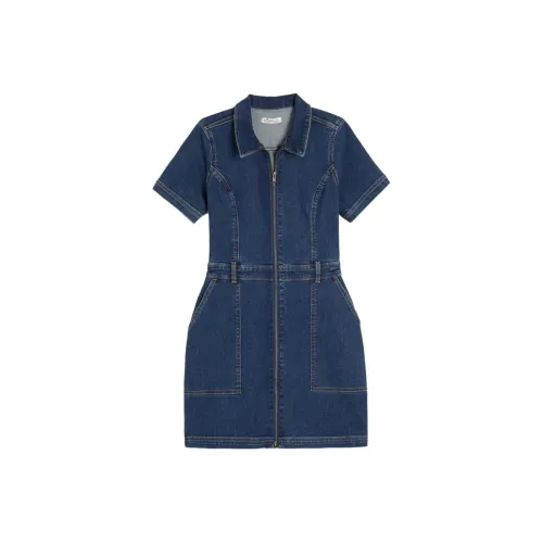 Hollister Short-Sleeved Dresses Women's Denim Blue