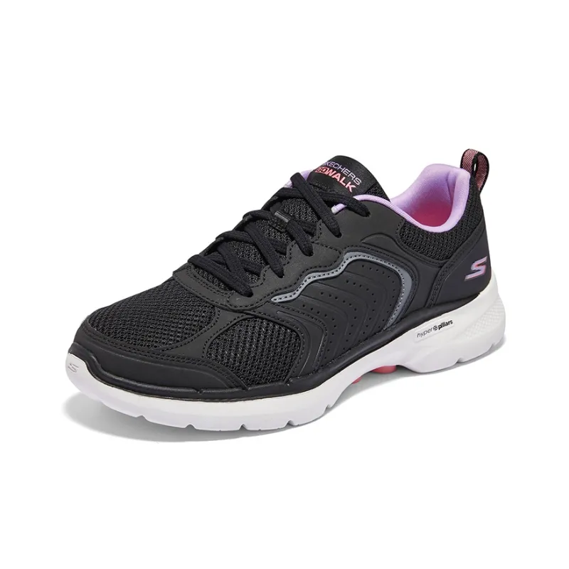 Skechers Go Walk 6 Anti Slip Wear Resistant Breathable Lightweight Low Top Casual Shoes Women's Black-2