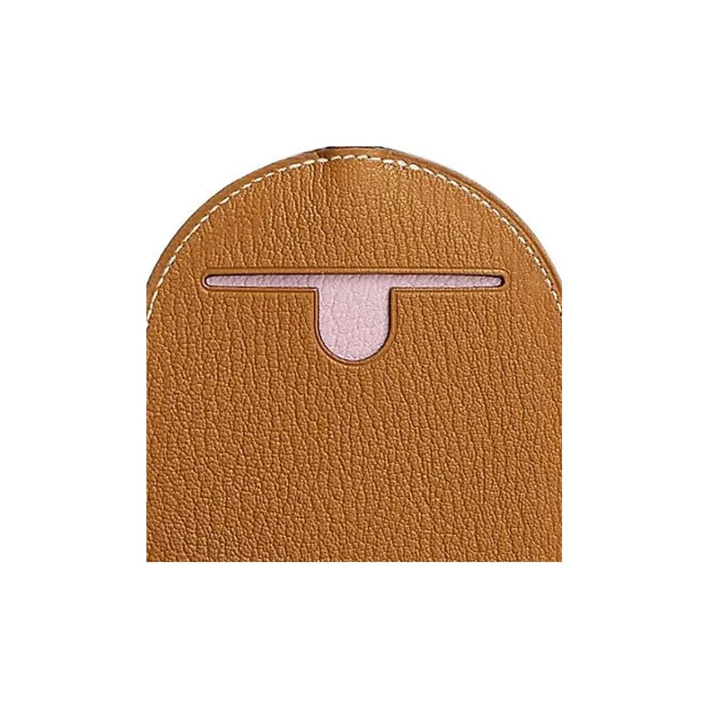 HERMES In The Loop Mysore Goat Skin Pig Nose Keychain Bag Accessory Women's Caramel/Forest Purple/Yellow Bud-2