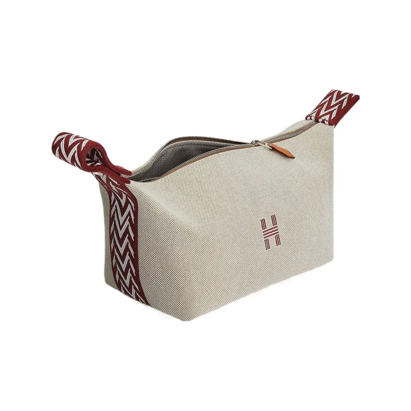 HERMES Bride-a-Brac Fabric Surface Toiletry Bag Small Size Unisex Red-1