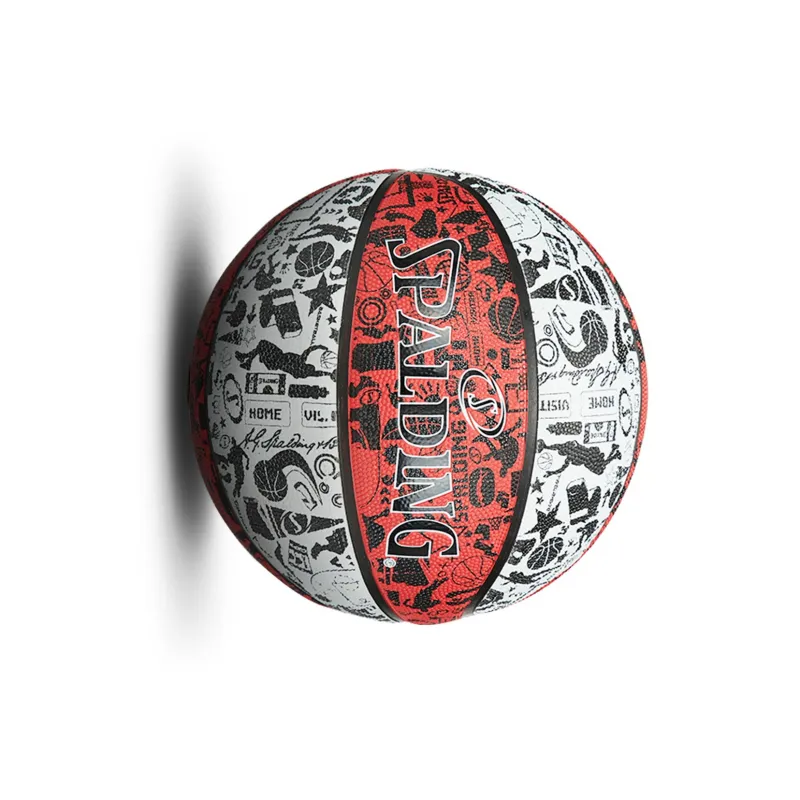 SPALDING Graffiti Rubber Basketball White Black Red Size 7 Training Unisex-1