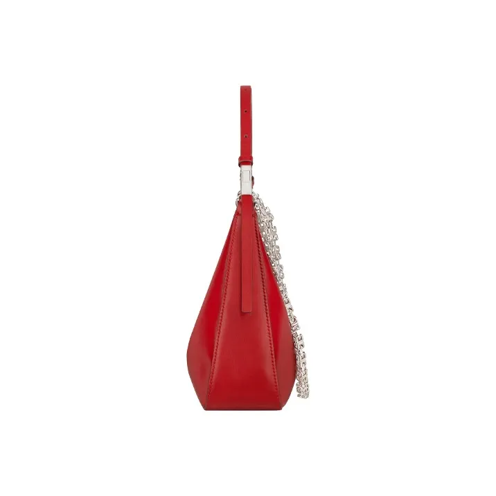 GIVENCHY Smooth Calf Leather Hobo Shoulder Bag Handbag Small Size Women's Red-1