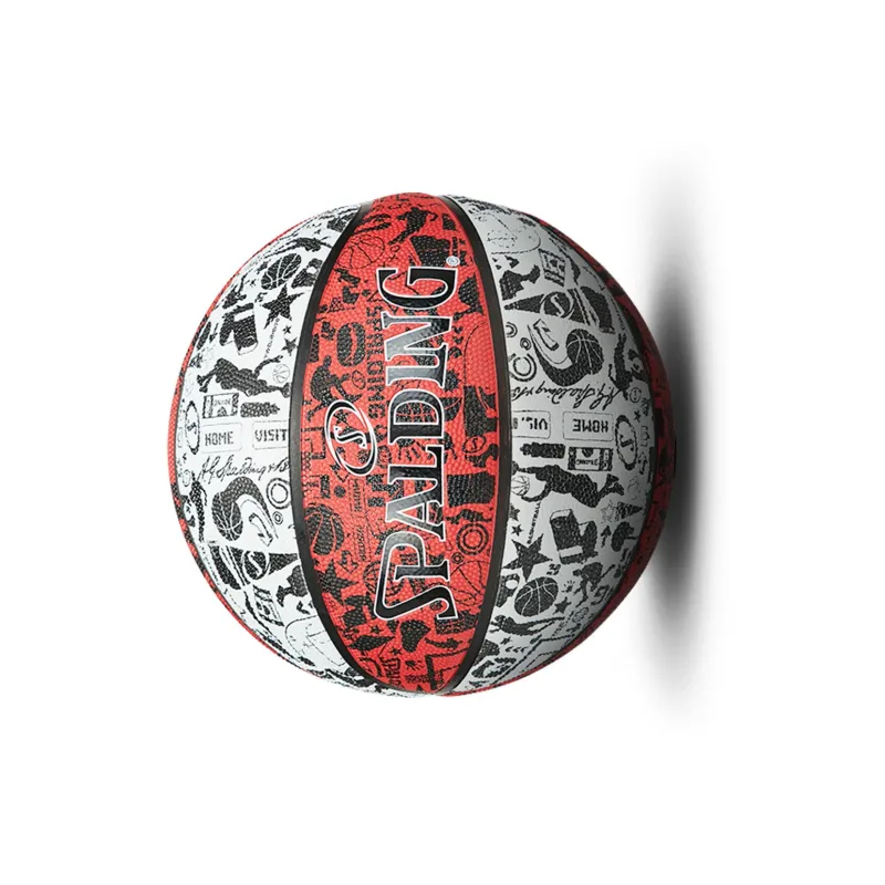 SPALDING Graffiti Rubber Basketball White Black Red Size 7 Training Unisex-3