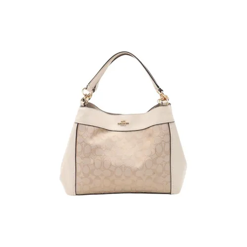 COACH Lexy Jacquard With Leather Shoulder Bag, Crossbody Bag, Handbag Women's White/Brown
