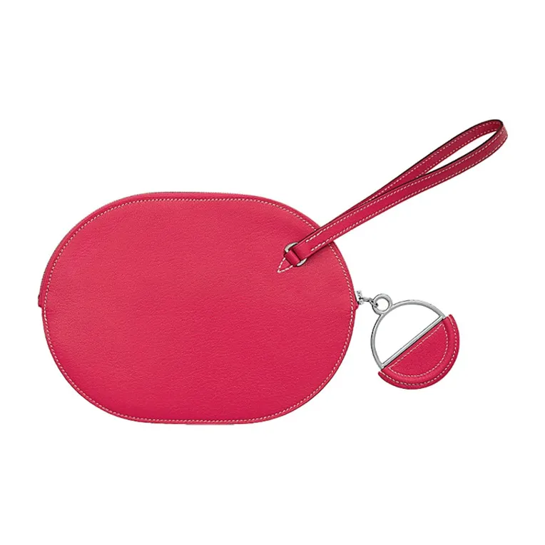 HERMES In The Loop Chamkila Goat Skin Clutch Card Holder Cell Phone Pouch Women's Rose Extrême Extreme Pink-1