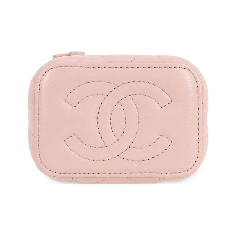 CHANEL Sheepskin Square Box Shoulder Bag, Crossbody Bag Women's Pink-4