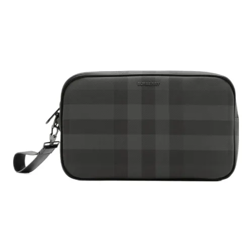 Burberry Artificial Leather Blended Cotton Storage Bag Men's Charcoal Gray