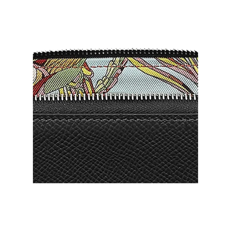 HERMES Silk'In Epsom Calfskin Clutch Coin Purse Wallet Women's Black-2