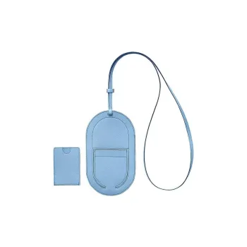 HERMES In The Loop Mysore Goat Skin One Shoulder Crossbody Cell Phone Pouch Large Size Women's Sky Blue/Heart Red