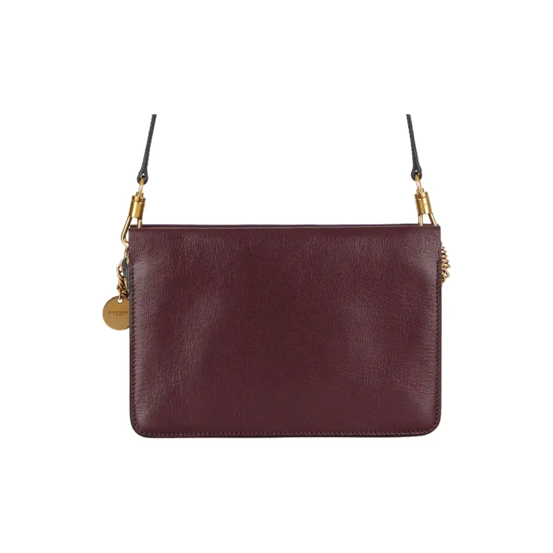 GIVENCHY Leather And Suede Crossbody Bag Women's Eggplant Purple-1