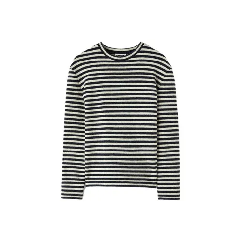 JIL SANDER Logo-patch Striped Wool T-shirt