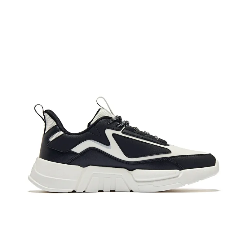 Erke Anti Slip Wear Resistant Low Top Casual Shoes Men's Jet Black Microcrystal White-1