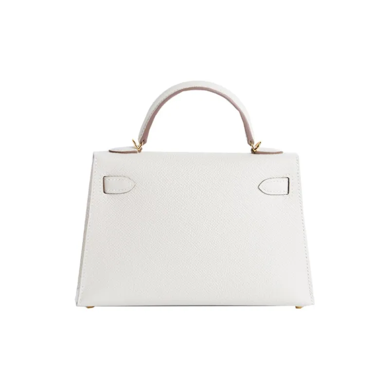 HERMES Mini Kelly 2nd Generation Epsom Leather Kelly Bag, One Shoulder Handbag Mini Women's 10 Craie Milkshake White-5