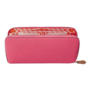 HERMES Silk'In Epsom With Barenia Calfskin Wallet Women's Multicolor