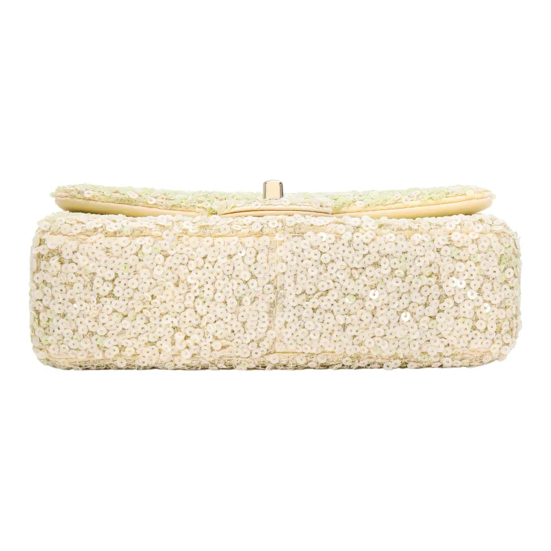 CHANEL Metal Flap Bag, Crossbody Bag, Shoulder Bag Mini Women's Light Green & White-3