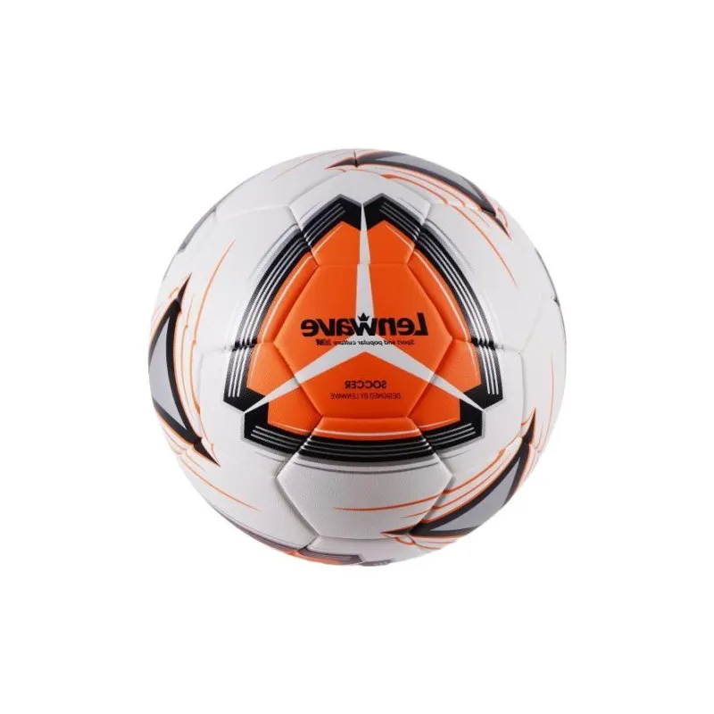 LENWAVE Size 5 Soccer PU Machine Stitched Soccer Ball Unisex Orange White-1