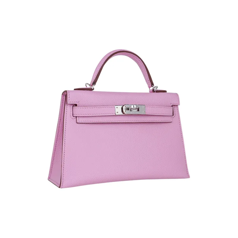 HERMES Mini Kelly 2nd Generation Cow Leather Kelly Bag Shoulder Bag Crossbody Bag Handbag Women's Brocade Gourd Purple-4