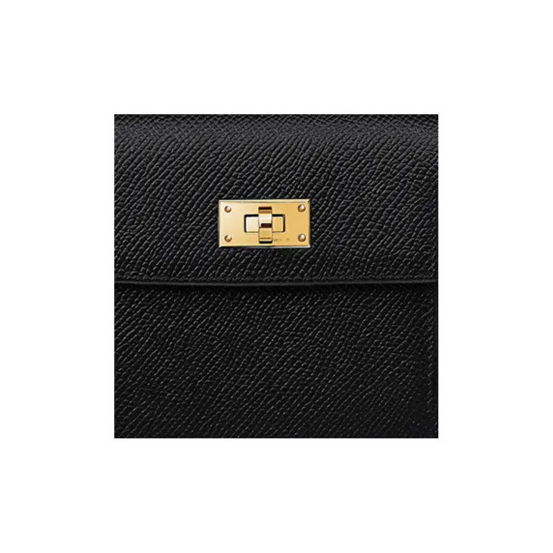 HERMES Kelly Pocket Epsom Calfskin Wallet Regular Women's Black-3