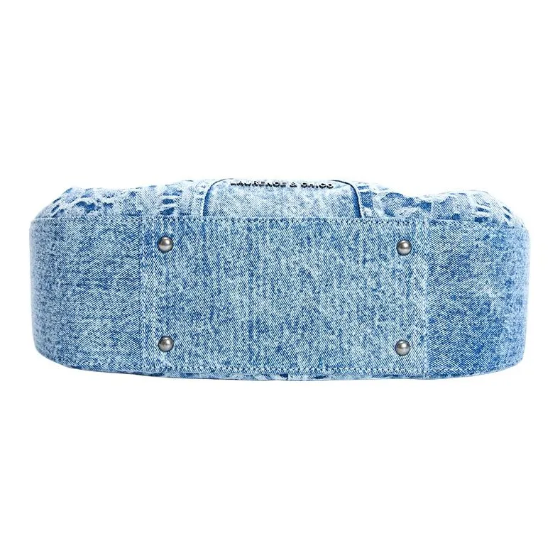 Laurence & Chico Cotton Moon-Shaped Bag Handbag Shoulder Bag Women's Blue-3