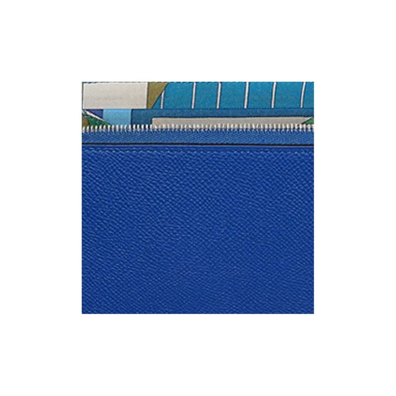HERMES Silk'In Cow Leather Wallet Women's Electric Blue/Greek Blue-2