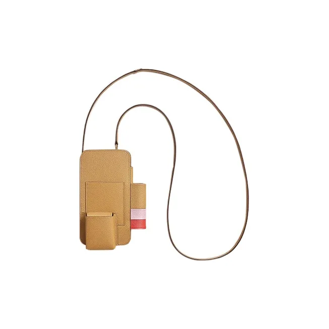HERMES Hermèsway Epsom Calfskin Shoulder Bag Crossbody Bag Cell Phone Pouch Women's Cookie/Camellia Purple/Orange Red-0