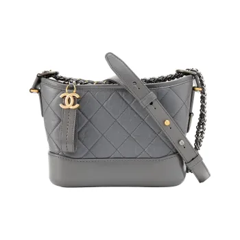CHANEL 22A Early Autumn Calfskin Hobo Bag Shoulder Bag Crossbody Bag Small Size Women's Silver Gray