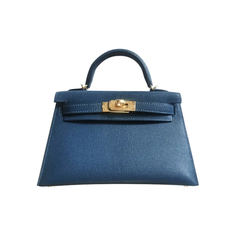 HERMES Mini Kelly Chamkila Goat Skin Shoulder Bag Crossbody Bag Handbag Mini Women's S4 Deep Blue Dark Blue-0