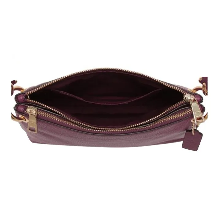 COACH Mia Pebbled Leather Shoulder Bag Crossbody Bag Women's Purple-5