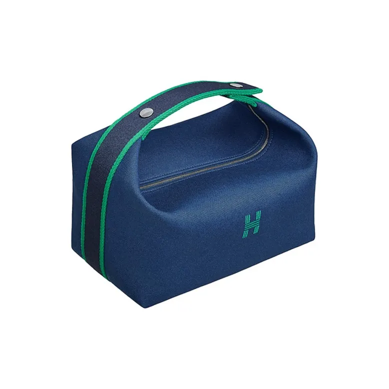 HERMES Bride a Brac Canvas Bag Handbag, Toiletry Bag Tubas Unisex Marine Blue-2