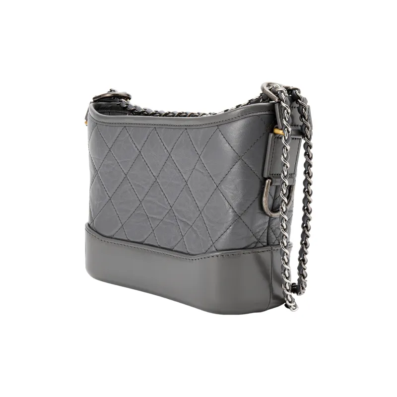 CHANEL 22A Early Autumn Calfskin Hobo Bag, Shoulder Bag, Crossbody Bag Trumpets Women's Silverware Gray-1