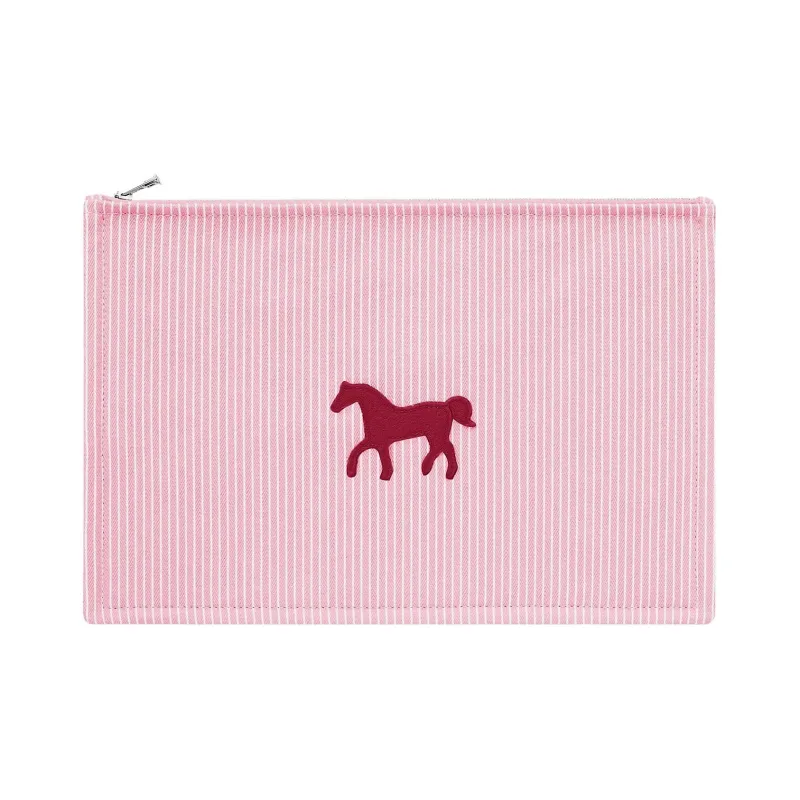 HERMES Cotton Storage Bag Clutch Tubas Women's Pink-0