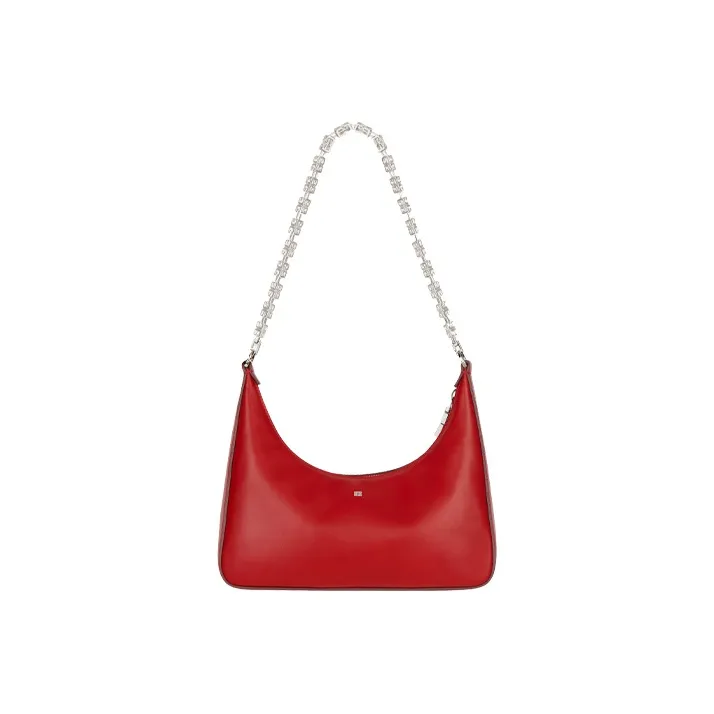 GIVENCHY Smooth Calf Leather Hobo Shoulder Bag Handbag Small Size Women's Red-2