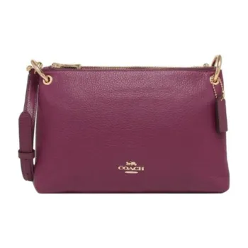 COACH Mia Pebbled Leather Shoulder Bag Crossbody Bag Women's Purple