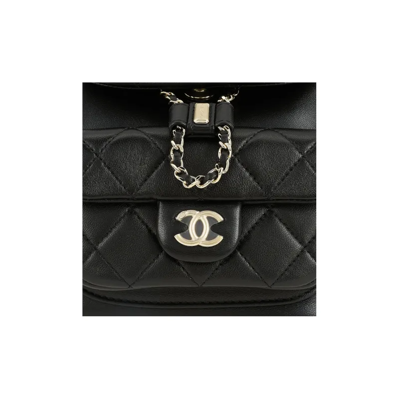 CHANEL Duma Sheepskin Backpack Women's Black-4