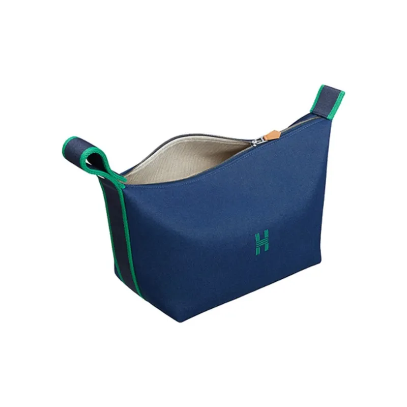 HERMES Bride a Brac Canvas Bag Handbag, Toiletry Bag Tubas Unisex Marine Blue-3
