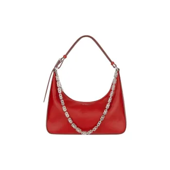 GIVENCHY Smooth Calf Leather Hobo Shoulder Bag Handbag Small Size Women's Red