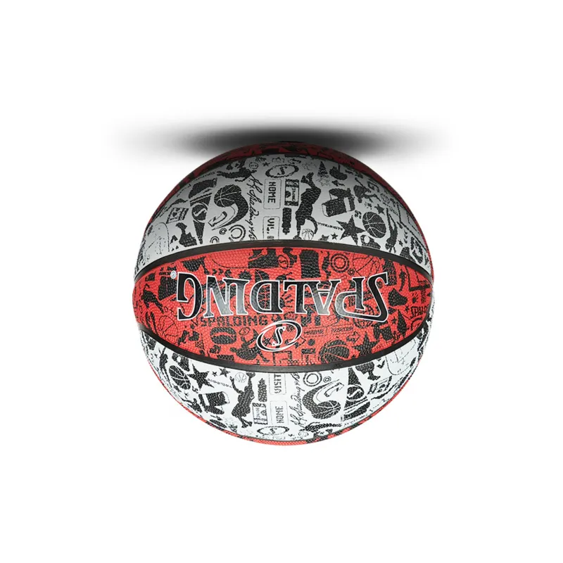 SPALDING Graffiti Rubber Basketball White Black Red Size 7 Training Unisex-2