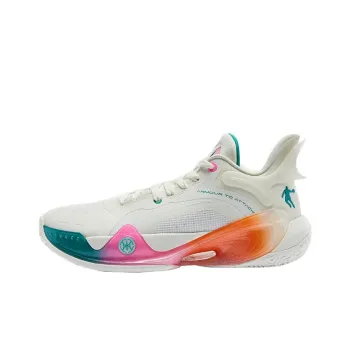 QIAODAN Battle Axe 6 Cushioning Wear Resistant Mid Top Basketball Shoes Men's White Green